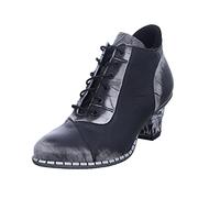 SIMEN Damen Stiefelette 4330A-9MJ Leder Schnürstiefelette Seitenreißverschluss Absatz Atmungsaktiv Elastisch Grau (Grey) Größe 39 EU