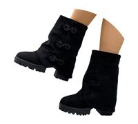 Simen Schuhe Damen Damen 2025 /Winter High Heel Cuffed Boots Vielseitige Modestiefel 32 Mädchen (Black, 40)