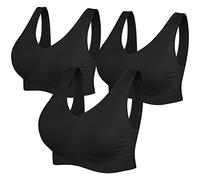 SIMIYA BH Damen ohne Bügel Bustier Damen große Brüste Schlaf BH Push up Sport BH gepolstert Bralette(3 Stück Schwarz,XXL)