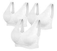 SIMIYA BH Damen ohne Bügel Bustier Damen große Brüste Schlaf BH Push up Sport BH gepolstert Bralette (3 Stück Weiß,3XL)