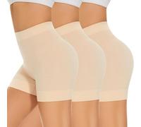 SIMIYA Radlerhose Damen Kurze Unter Kleid Rock Anti Scheuern Hotpants Kurze Leggings Damen Boxershorts Bequem Elastisch Unterhosen für den Alltag (3 Pack Beige 2XL)