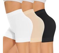 SIMIYA Radlerhose Damen Kurze Unter Kleid Rock Anti Scheuern Hotpants Kurze Leggings Damen Boxershorts Bequem Elastisch Unterhosen für den Alltag(Schwarz + Weiß + Beige M)