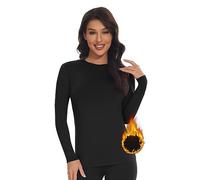 SIMIYA Thermo Unterhemd Damen Thermoshirt Langarm Thermounterwäsche Thermo Oberteil Warme Unterwäsche Winter Thermal Base Layer mit Innenfleece,Schwarz,XL