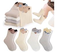 Simpeak 4 Paar Socken Baby, Babysocken Junge Mädchen Strümpfe Socken, Locker Geschnittene Cartoon-Kindersocken Knochenlose Baby 6-12 Monate, Geeignet für alle Jahreszeiten,Set 4, S