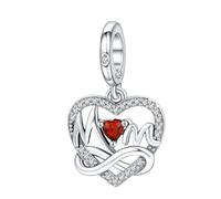 Simphman 925 Sterling Silber Charms Dangles für Armbänder und Halskette Mom Heart Dangle Geschenk-Schmuck für Frauen Mädchen Familie Freund