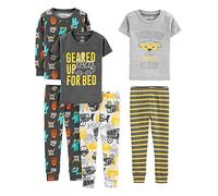 Simple Joys by Carter's Baby-Jungen 6-Piece Snug Fit Cotton Pajama Set Pyjamaset, Dunkelgrau Monster/Grau Helden/Weiß Lkws/Streifen, 4 Jahre (3er Pack)