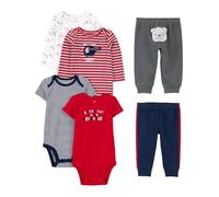 Simple Joys by Carter's Baby Jungen 6-teiliges Set, Bodys (Kurz- und Langarm) und Hosen, Mehrfarbig/Bär/Hunde/Streifen/Textaufdruck, Frühchen