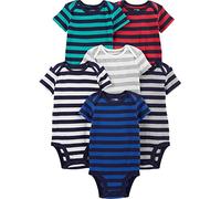Simple Joys by Carter's Baby-Jungen Short Sleeve Bodysuit Hemd, Grau/Marineblau/Weiß/Multi Stripe, Frühchen (6er Pack)