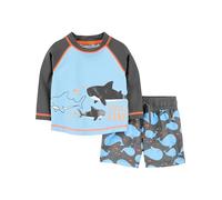 Simple Joys by Carter's Baby Jungen Swimsuit Trunk and Rashguard Rash-Guard-Set, Himmelblau Wale/Schwarz, 12 Monate