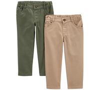 Simple Joys by Carter's Baby Jungen Twill-Hosen, 2er-Pack, Khakibraun/Olivgrün, 12 Monate