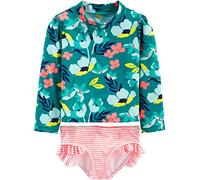 Simple Joys by Carter's Baby Mädchen 2-teilige gemischte Rashguard-Sets, Grün Floral/Rosa Streifen, 24 Monate