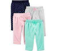 Simple Joys by Carter's Baby-Mädchen 4-Pack Fleece Pants Lässige Hose, Aquagrün/Hellgrau/Hellrosa/Marineblau Punkte, 0 Monate (4er Pack)