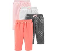 Simple Joys by Carter's Baby-Mädchen 4-Pack Fleece Pants Lässige Hose, Kohlegrau Punkte/Orange/Rosa/Weiß, 3-6 Monate (4er Pack)