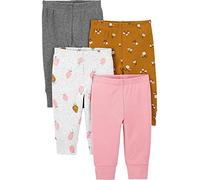 Simple Joys by Carter's Baby-Mädchen 4-Pack Pant Hose, Braun Floral/Grau Meliert/Hellgrau Erdbeere/Rosa Heide, 0 Monate (4er Pack)
