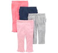 Simple Joys by Carter's Baby-Mädchen 4-Pack Pant Hose, Grau/Korallenrosa/Marineblau Punkte/Rosa, 3-6 Monate (4er Pack)