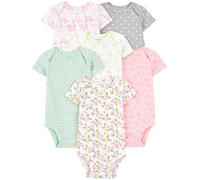 Simple Joys by Carter's Baby Mädchen 6-Pack Short-Sleeve Bodysuit Body, Mehrfarbig/Dinosaurier/Floral/Früchte/Herzen/Waldtiere, 0 Monate (6er Pack)