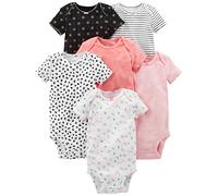 Simple Joys by Carter's Baby Mädchen 6-Pack Short-Sleeve Bodysuit Body, Rosa/Schwarz/Weiß, Frühchen (6er Pack)