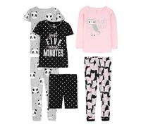 Simple Joys by Carter's Baby Mädchen 6-teiliges Schlafanzug-Set, eng anliegend, 3er-Pack, Grau Panda/Rosa Eule/Schwarz Punkte, 24 Monate