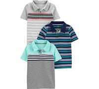 Simple Joys by Carter's Jungen 3-Pack Short Sleeve Polo Poloshirt, Grau/Marineblau Streifen/Minzgrün, 4-5 Jahre (3er Pack)