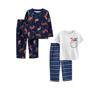 Simple Joys by Carter's Jungen 4-Piece Poly Pajamas Pyjamaset, Blau/Grau/Dinosaurier, 5-6 Jahre (2er Pack)