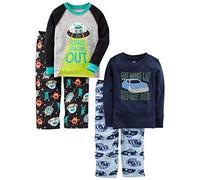 Simple Joys by Carter's Jungen 4-teiliges Schlafanzug-Set (Baumwolloberteil und Fleece-Hose), Autos/Weltraum, 5 Jahre