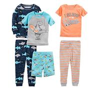 Simple Joys by Carter's Jungen 6-teiliges Schlafanzug-Set, eng anliegend, 3er-Pack, Dinosaurier/Haifisch/Streifen/Surfer, 3 Jahre