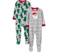 Simple Joys by Carter's Kinder-Schlafanzug fr Kinder mit lockerer Passform, flammhemmendem Fleece mit Fen, hellgrauer Weihnachtsmann/mintgrne