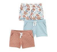 Simple Joys by Carter's Mädchen 3-Pack Knit Shorts, Blassblau/Hellbraun Punkte/Weiß Floral, 12 Monate (3er Pack)