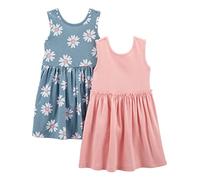 Simple Joys by Carter's Mädchen Short-Sleeve and Sleeveless Dress Sets, Pack of 2 Kinderkleid, Rosa/Staubblau Floral, 12 Monate (2er Pack)