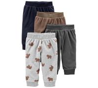 Simple Joys by Carter's Unisex Baby 4-Pack Fleece Pants Freizeithose, Braun/Dunkelgrau/Hellgrau Bärenaufddruck/Marineblau, 3-6 Monate (4er Pack)