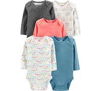Simple Joys by Carter's Unisex Baby 5-Pack Long-Sleeve Bodysuit Body, Eule/Floral/Herzen/Punkte, 6-9 Monate (5er Pack)