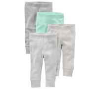 Simple Joys by Carter's Unisex Baby Hose Baumwolle, 4er-Pack, Grau/Hellgrau/Minzgrün/Streifen, 0 Monate