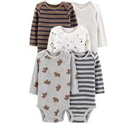 Simple Joys by Carter's Unisex Baby Langärmeliger Body, 5er-Pack, Bär/Streifen/Waldtiere, 24 Monate