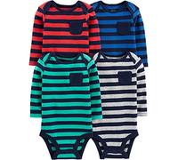 Simple Joys by Carter's Unisex Baby Langarm-Thermo-Bodys, 4er-Pack, Blau/Grau/Minzgrün/Streifen, Frühchen