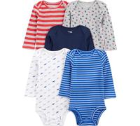 Simple Joys by Carter's Unisex Baby Long-Sleeve Bodysuit Pack of 5 Body, Blau/Grau Lkws/Rot Streifen, 0-3 Monate (5er Pack)