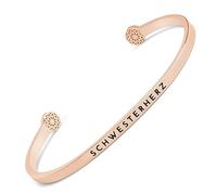 SIMPLE PLEDGE | Schwesterherz Armreif | Armband Damen mit Gravur in Silber, Gold, Roségold | Perfekt als Schmuck Geschenk | Schwarze Gravur