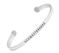 SIMPLE PLEDGE | Schwesterherz Armreif | Armband Damen mit Gravur in Silber, Gold, Roségold | Perfekt als Schmuck Geschenk | Schwarze Gravur