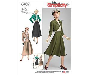 Simplicity 8462Pattern 8462 Damen Vintage Bluse, Rock und Bolero, Papier, Weiß, H5 (36-38)