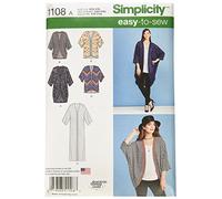 Simplicity Einfachheit Schnittmuster 1108: Damen-Kimono, Größe: A (XXS-XS-S-M-L-XL-XXL), Papier, weiß