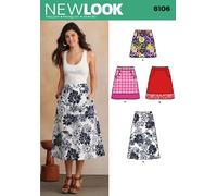 Simplicity New Look Schnittmuster 6106: Damenröcke, Größe A (38-40-42-44-46-48-50), Papier, Mehrfarbig
