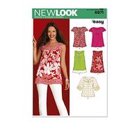 Simplicity New Look Schnittmuster 6871: Damen-Tops, Größe A, Papier, weiß, A (10-12-14-16-18-20-22)