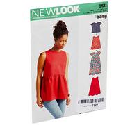 Simplicity New Look Schnittmuster Damen-Tops mit Länge und Ärmelvarianten Schnittmuster, weiß