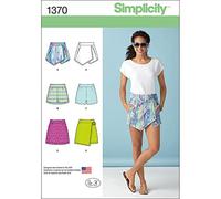 Simplicity Schnittmuster 1370: Damen-Shorts, Skort und Rock, Größe, Papier, Weiß, D5 (32-34-36-38-40)