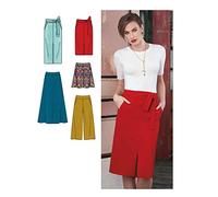 Simplicity Schnittmuster 8175 Damenkleider Slim und ausgestelltem Rock, Kurze Hosen, und Bindegürtel, weiß