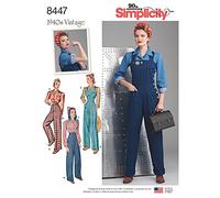 Simplicity Schnittmuster 8447 U5 Damenhose, Latzhose und Blusen, 1940er-Jahre, Gr. 42-50