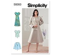 Simplicity Schnittmuster für Damenjacke, Oberteil und Kleid, Gr. 34-42, Weiß