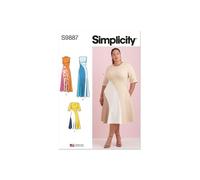 Simplicity Schnittmuster-Paket für Damen, enganliegendes Farbblock-Kleid, Designcode S9887, Größen 20W-22W-24W-26W-28W
