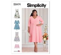 Simplicity Schnittmuster-Set für Damen, Jacke und Kleid, Code S9474, Größen 18W-20W-22W-24W, mehrfarbig