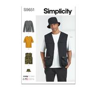 Simplicity Schnittmuster-Set für Herren, Strickoberteil, Weste und Mütze, Code S9651, Größen 44-46-48-50-52, mehrfarbig
