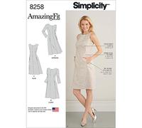 SIMPLICITY Schnittmuster SS8258.BB Damen Fit-and-Flare Kleid US Gr. 20W-28W | Papierschnittmuster, mit Nahtzugabe, Nählevel 3 (Mittel), Plus Size